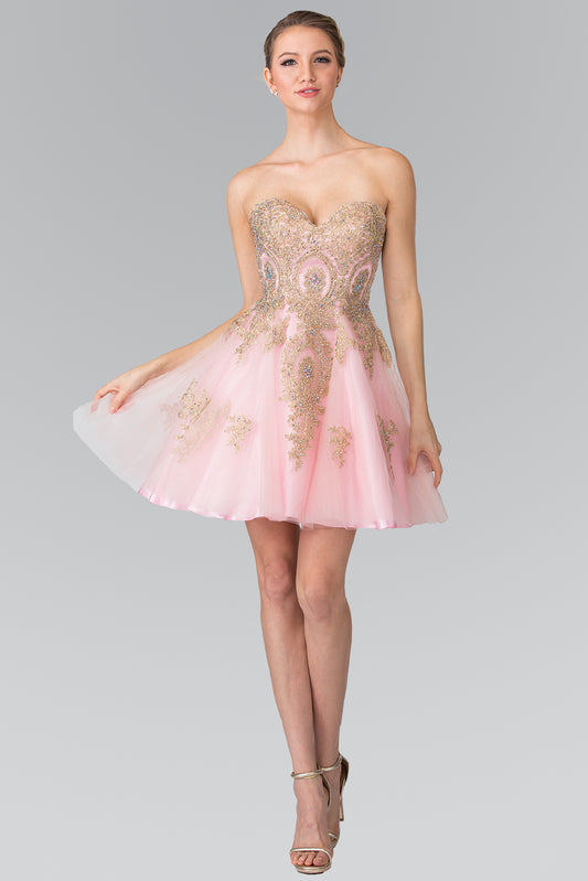 Sweethearted A-line Tulle Short Dress with Corset Back