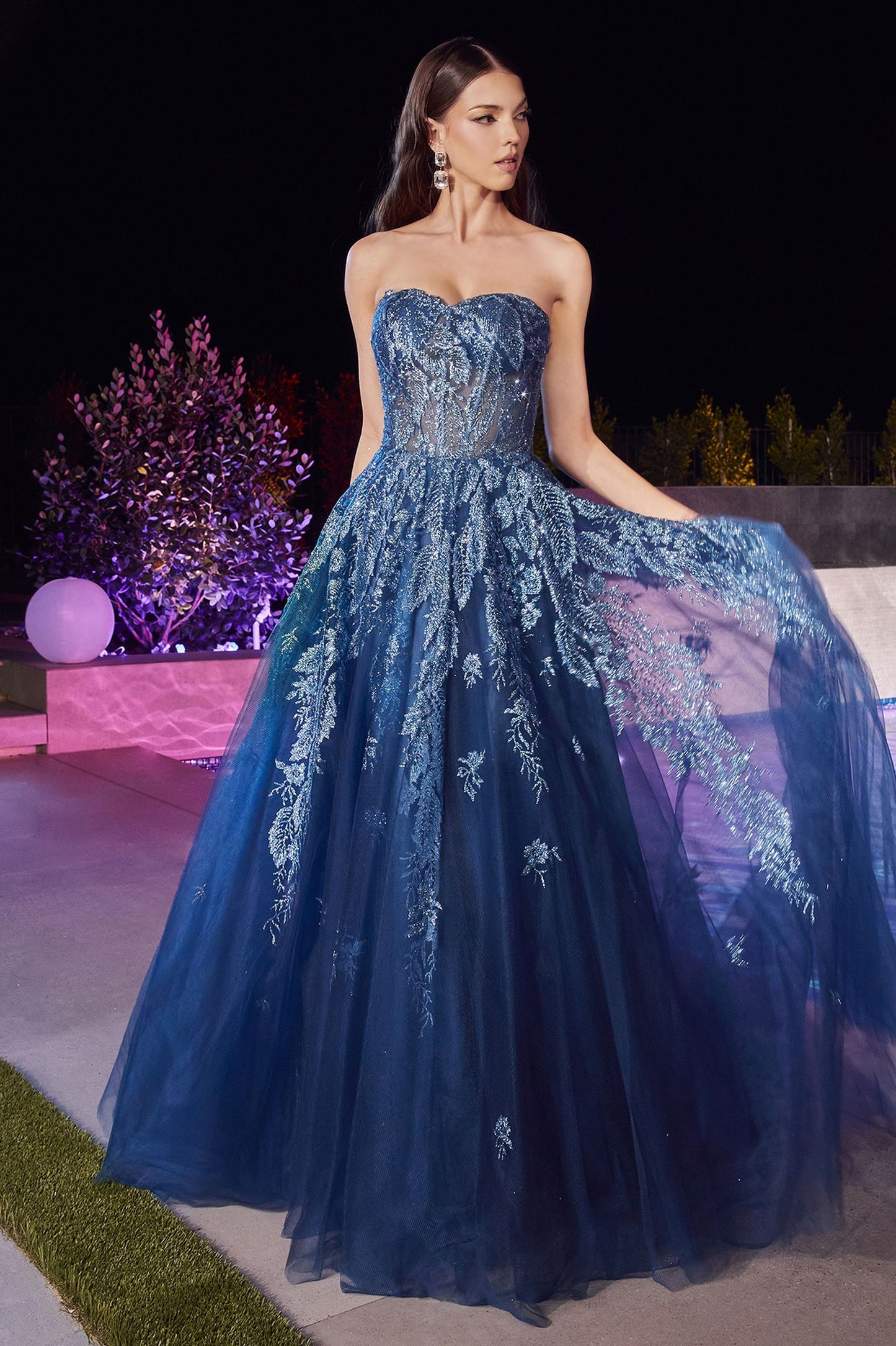 Strapless Layered Tulle Ball Gown