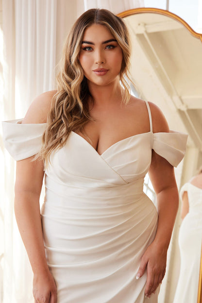 Plus Size Off The Shoulder Crepe Gown