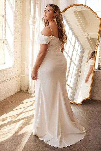 Plus Size Off The Shoulder Crepe Gown