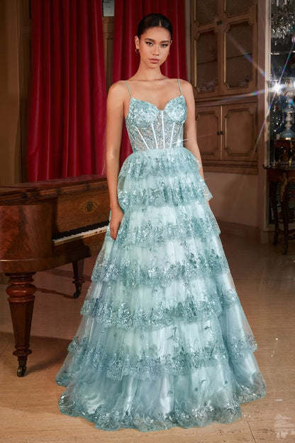 Layered Sequin Ball Gown