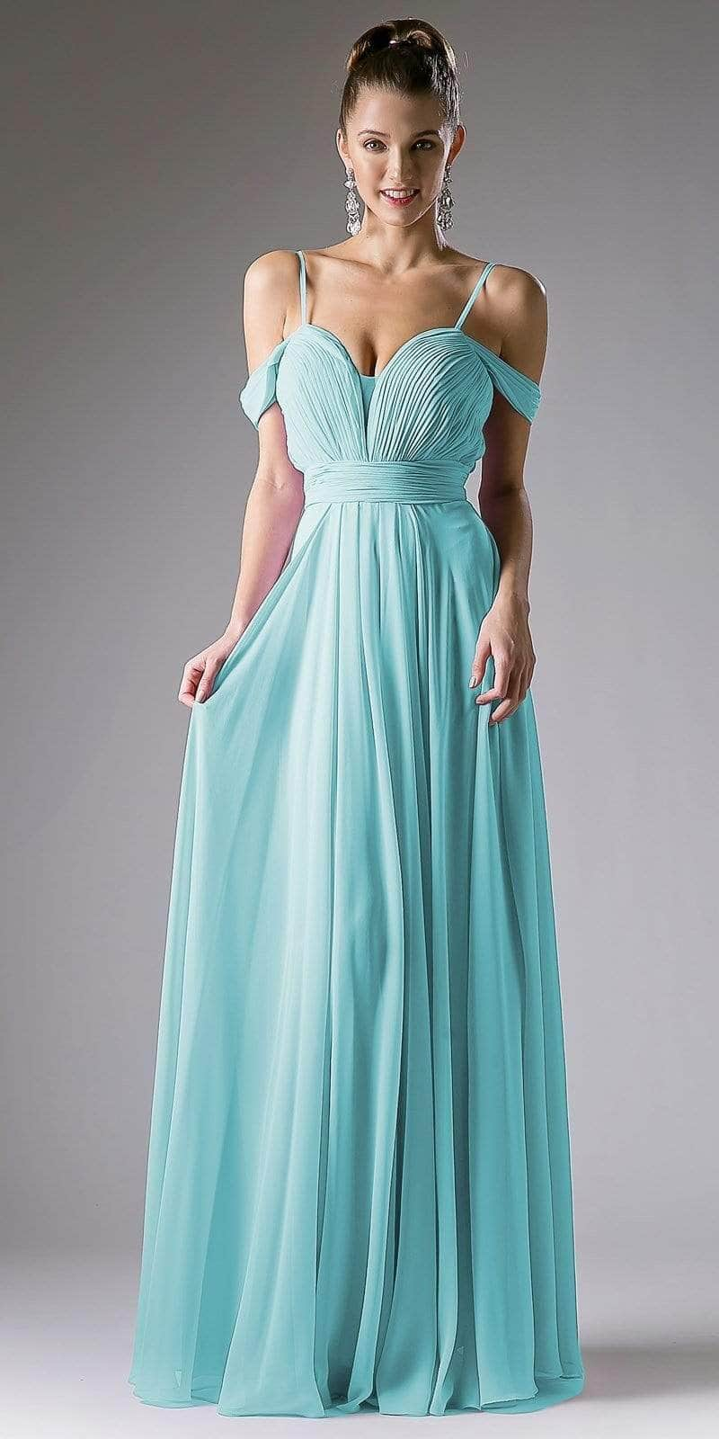 A-line Chiffon Gown with Off the Shoulder Sleeve