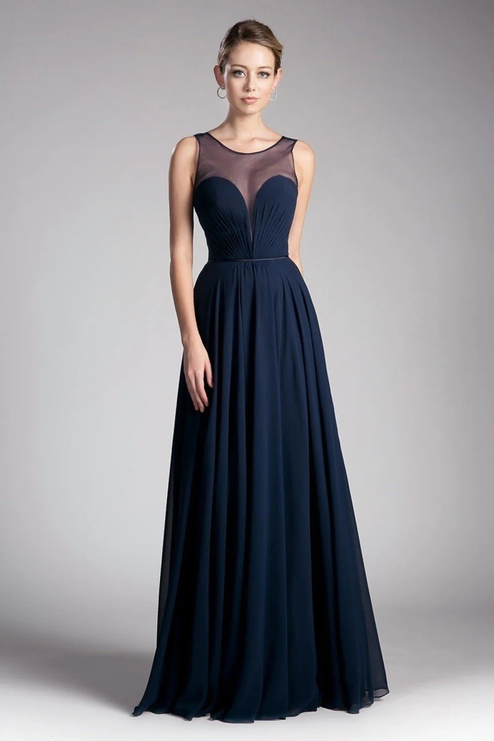 A-Line Chiffon Dress with Illusion Neckline