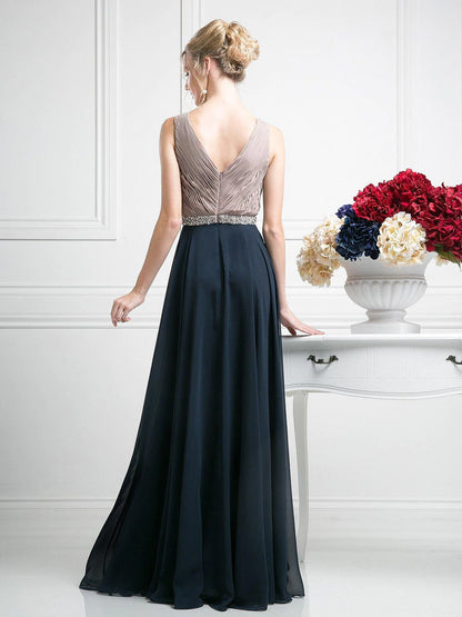 Beaded Belt Chiffon A - Line Dress