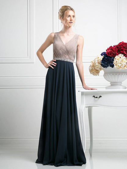 Beaded Belt Chiffon A - Line Dress