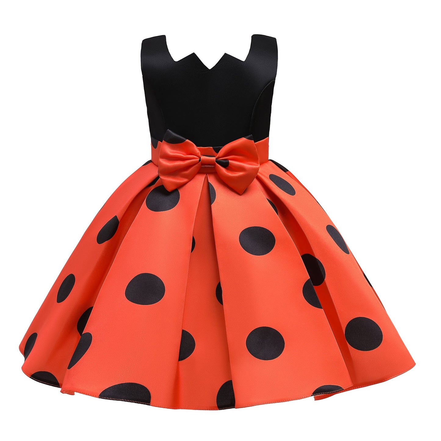 Baby Girl Polka Dot Graphic Sleeveless Performance Evening Dress