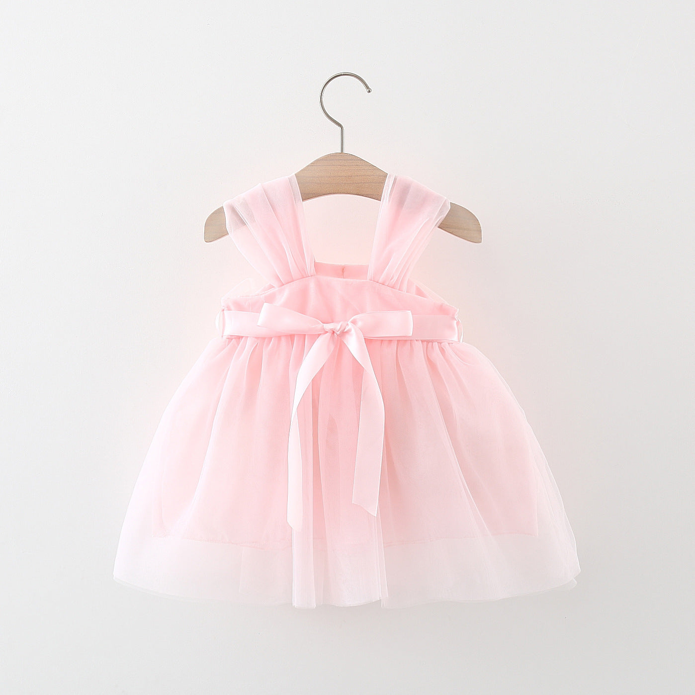 Baby Girl Flower Patched Design Mesh Princess Formal Dress