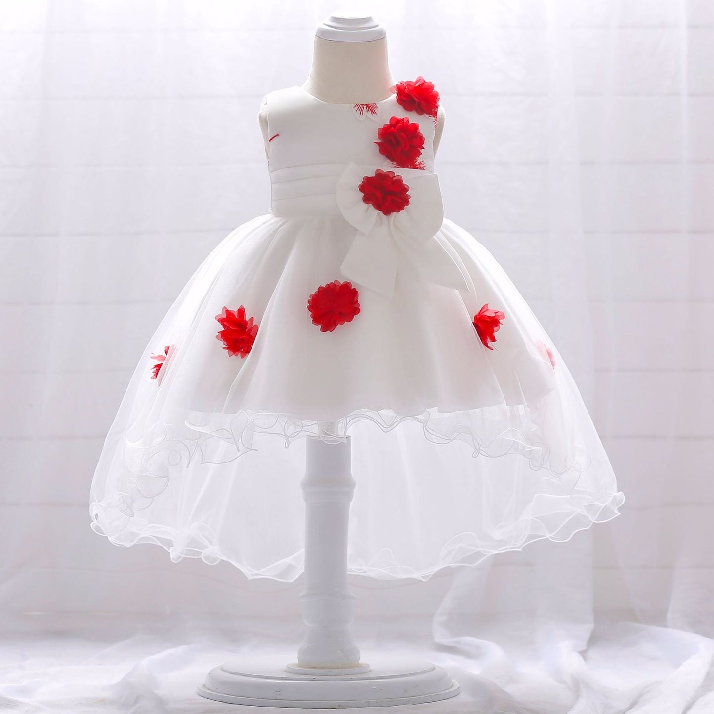 Baby Girl Full Moon Christening Trailing Tutu Formal Dress