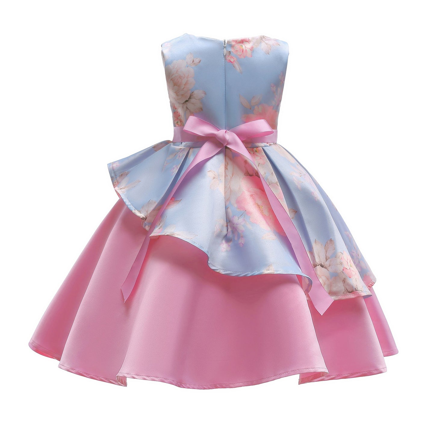 Baby Girl Floral Pattern Bow Tie Princess Tutu Dress Formal Dress