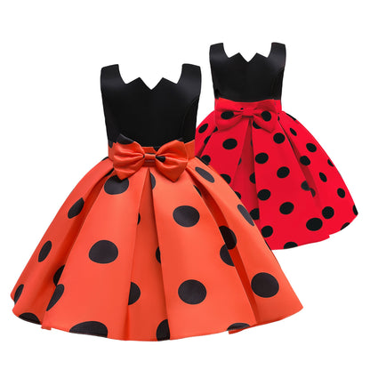 Baby Girl Polka Dot Graphic Sleeveless Performance Evening Dress