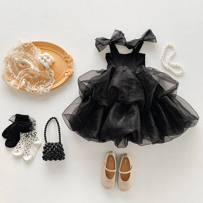 Baby Girl Black Herbon Style Elegant Princess Tutu Dress