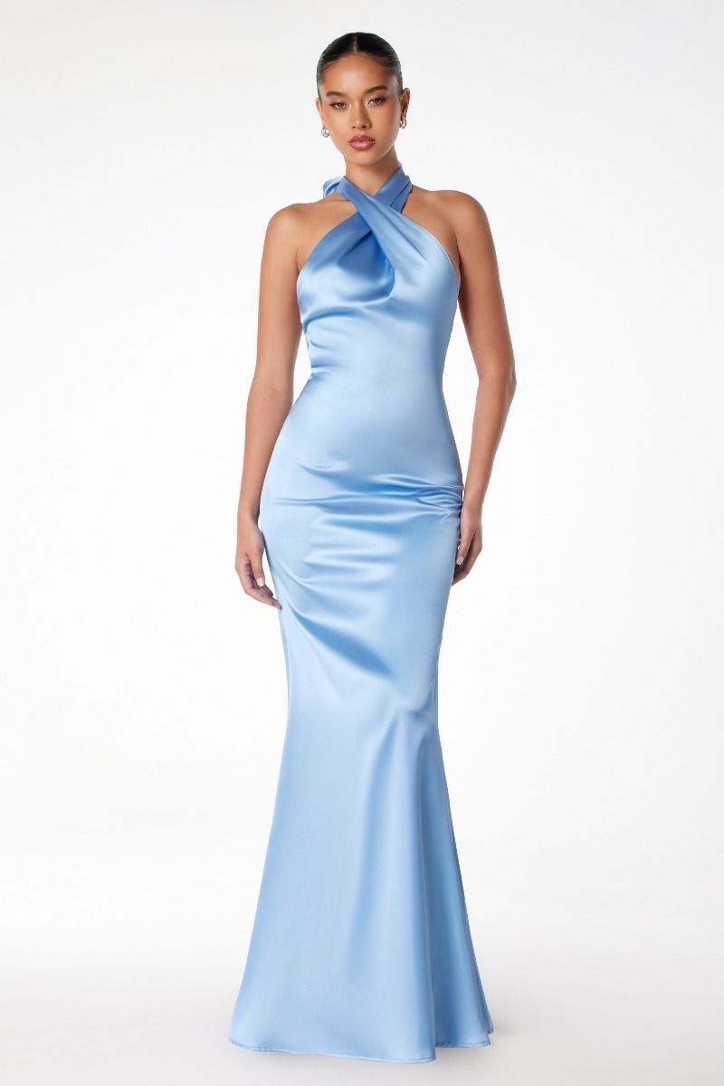 High halter v-neck mermaid dress