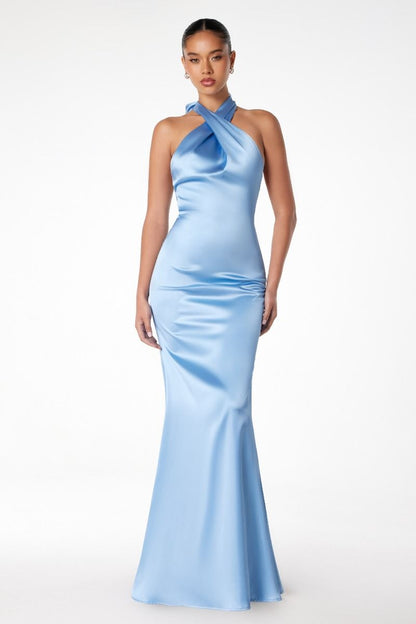 High halter v-neck mermaid dress