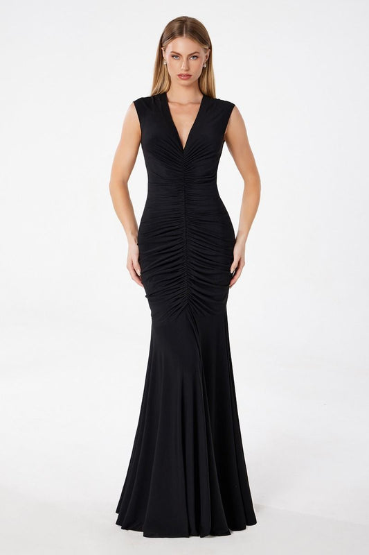 Mermaid dress V-neckline covered back