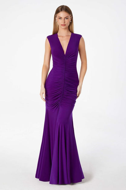 Mermaid dress V-neckline covered back