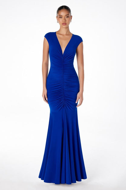 Mermaid dress V-neckline covered back