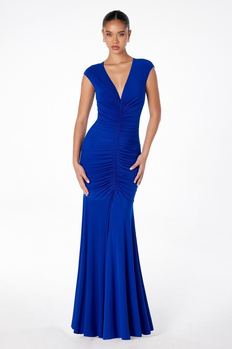 Mermaid dress V-neckline covered back