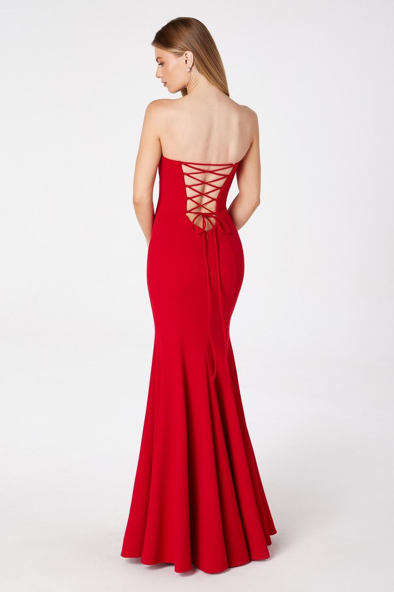 Strapless mermaid dress with corset back