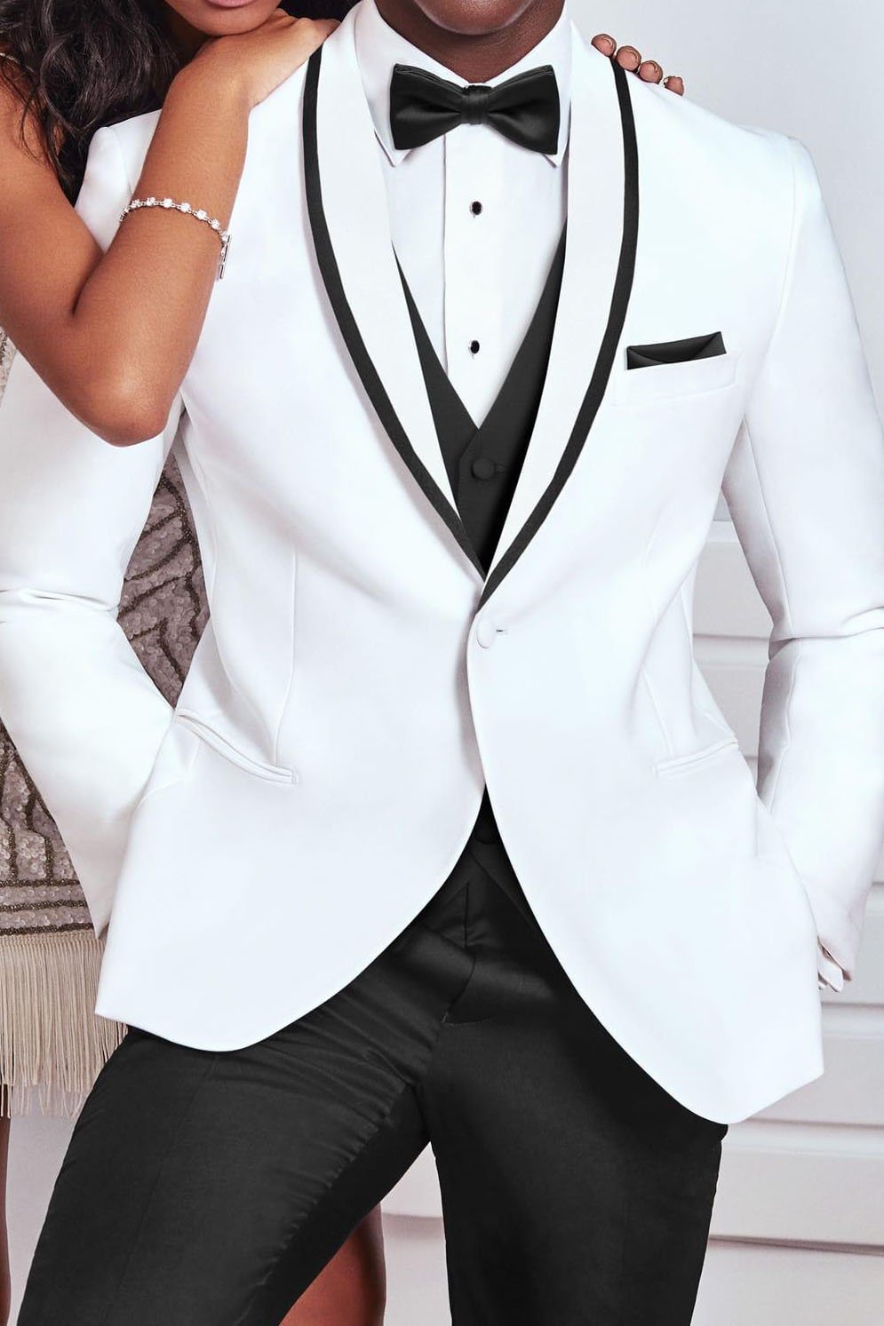 Crew White Tuxedo Jacket Shawl (Separates) - 34S / Modern - 