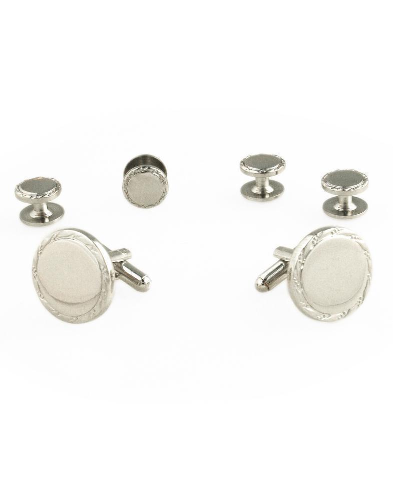 Engravable Studs and Cufflinks Set - Silver - Set Botones y 