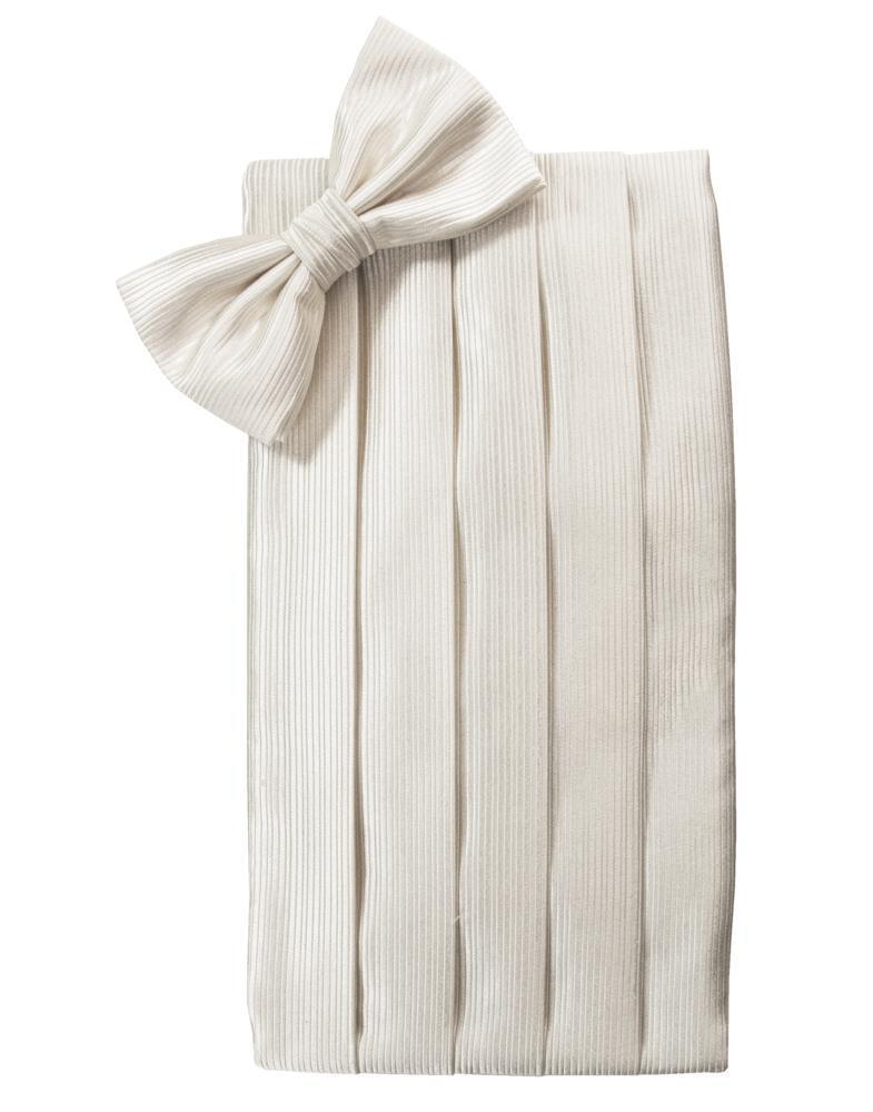 Faille Silk Cummerbund & Bow Tie Set - Ivory - Faja 