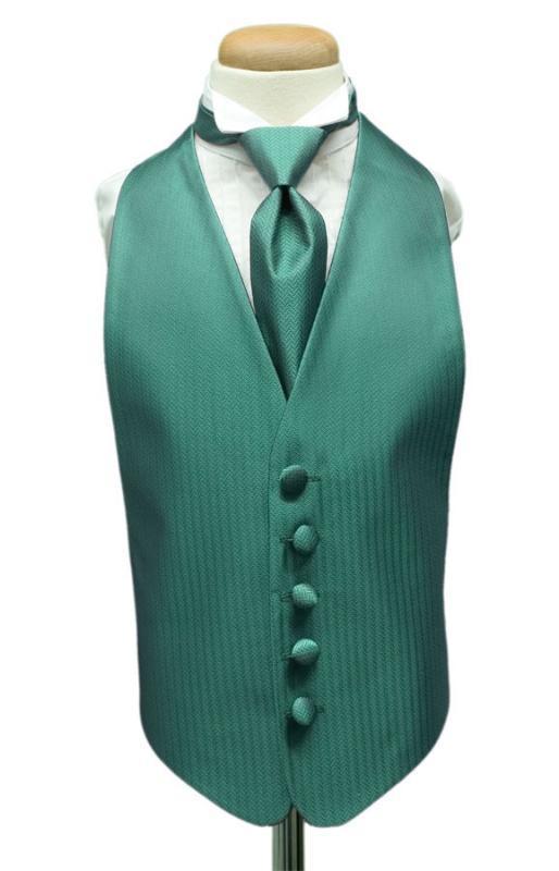 Herringbone Kids Tuxedo Vest 2 - Boys Small (3-6) / Aqua - 