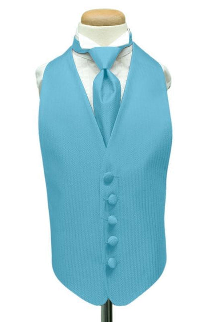 Herringbone Kids Tuxedo Vest 2 - Boys Small (3-6) / Blue Ice