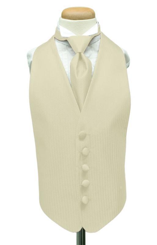 Herringbone Kids Tuxedo Vest - Boys Small (3-6) / Ivory - 