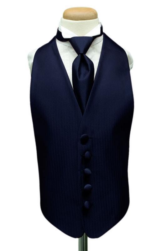 Herringbone Kids Tuxedo Vest - Boys Small (3-6) / Navy - 