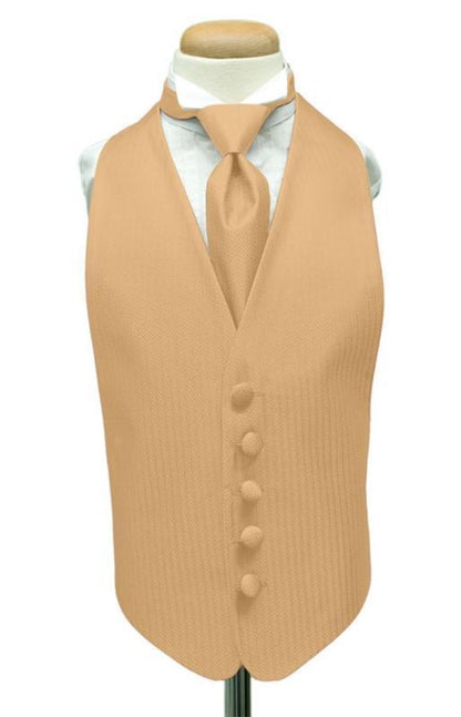 Herringbone Kids Tuxedo Vest - Boys Small (3-6) / Peach - 