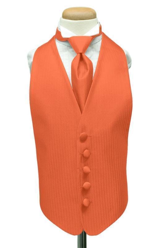 Herringbone Kids Tuxedo Vest - Boys Small (3-6) / Persimmon 