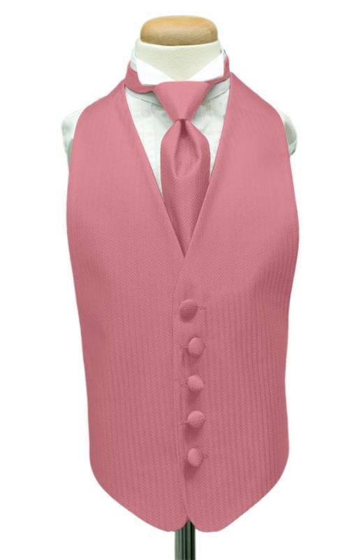 Herringbone Kids Tuxedo Vest - Boys Small (3-6) / Rose - 