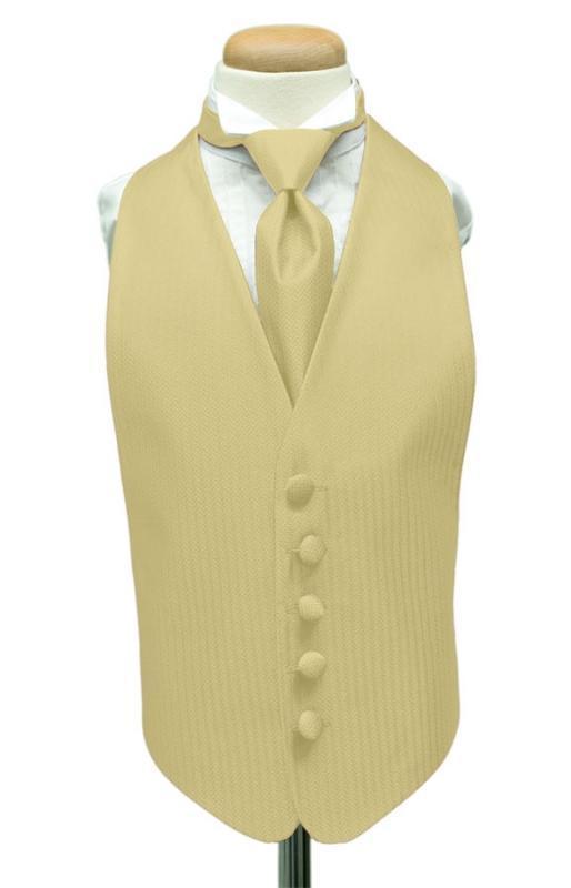 Herringbone Kids Tuxedo Vest - Boys Small (3-6) / Sand - 