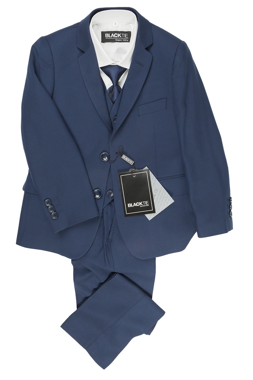 Leo Kids 5-Piece Suit - 2 Boys / Sapphire Blue - smoking 