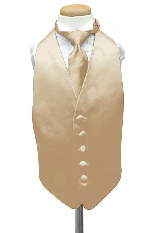 Luxury Satin Kids Tuxedo Vest 2 - Boys Small (3-6) / Golden 