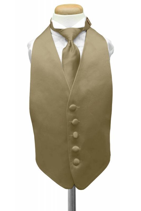 Luxury Satin Kids Tuxedo Vest 2 - Boys Small (3-6) / Latte -