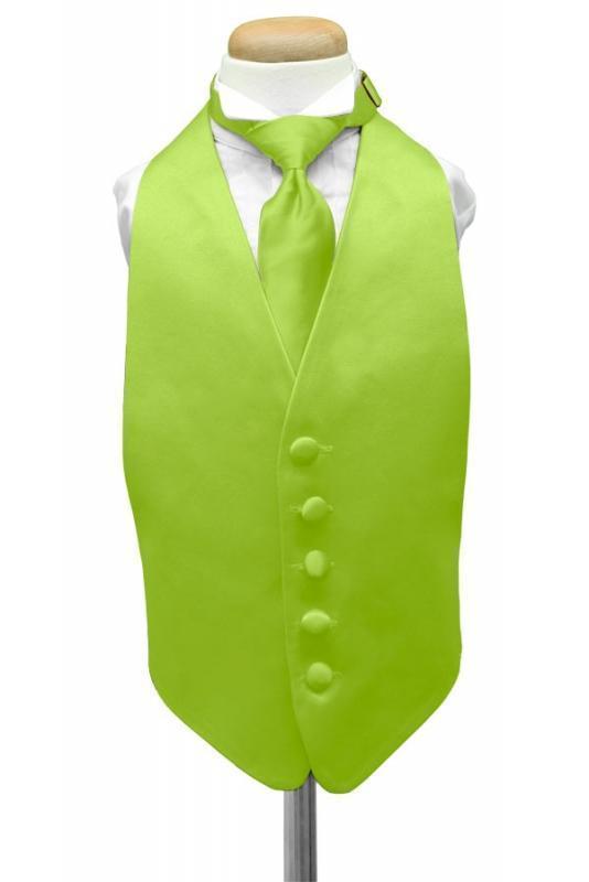 Luxury Satin Kids Tuxedo Vest 2 - Boys Small (3-6) / Lime - 