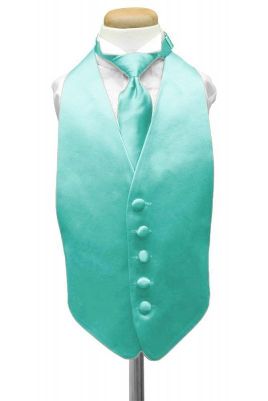 Luxury Satin Kids Tuxedo Vest 2 - Boys Small (3-6) / Mermaid