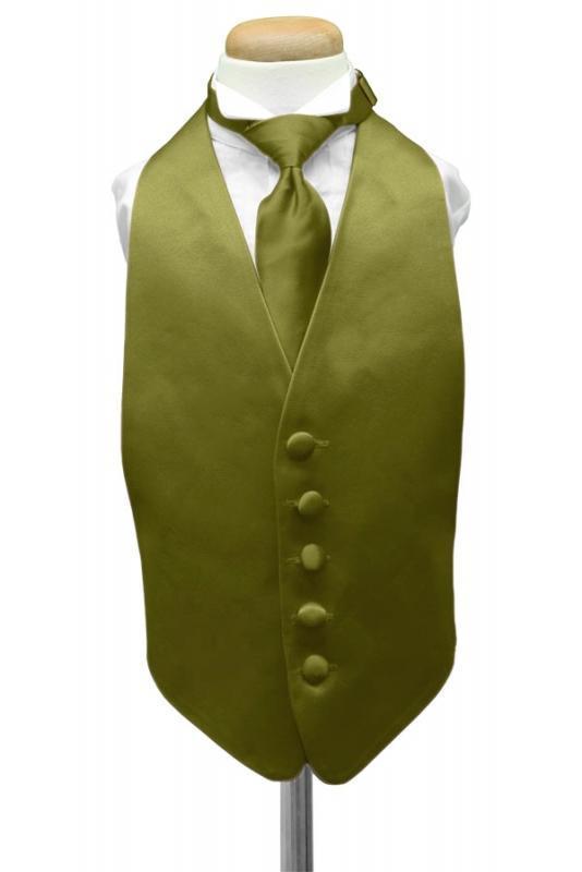 Luxury Satin Kids Tuxedo Vest 2 - Boys Small (3-6) / Moss - 