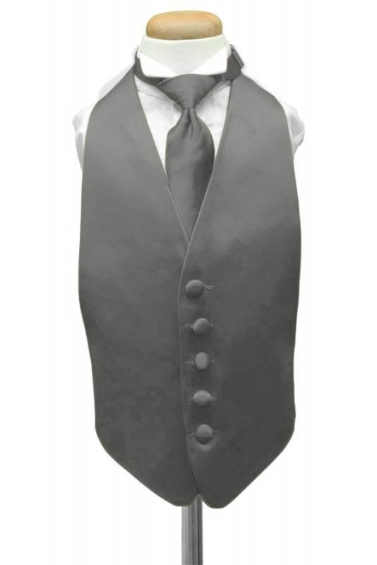 Luxury Satin Kids Tuxedo Vest 2 - Boys Small (3-6) / Pewter 