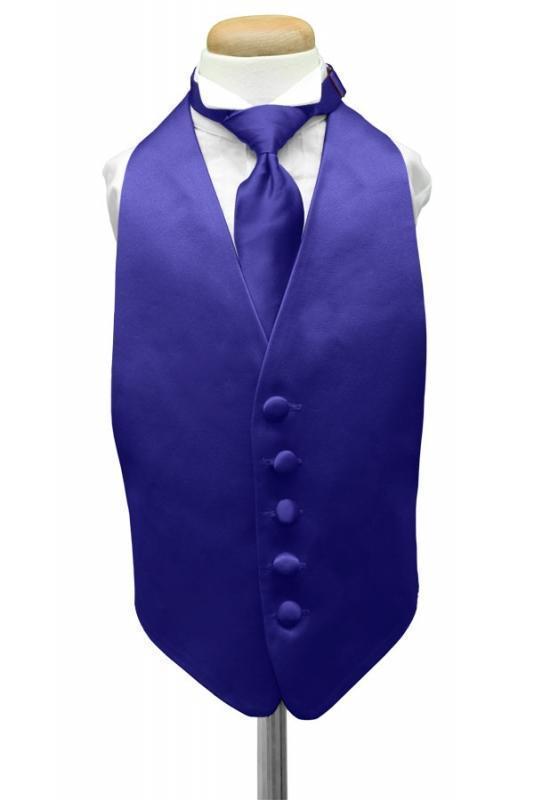 Luxury Satin Kids Tuxedo Vest 2 - Boys Small (3-6) / Royal 