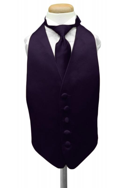 Luxury Satin Kids Tuxedo Vest - Boys Small (3-6) / Amethyst 