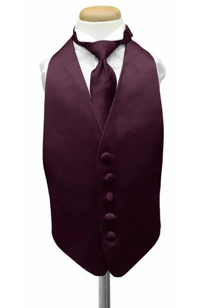 Luxury Satin Kids Tuxedo Vest - Boys Small (3-6) / Berry - 