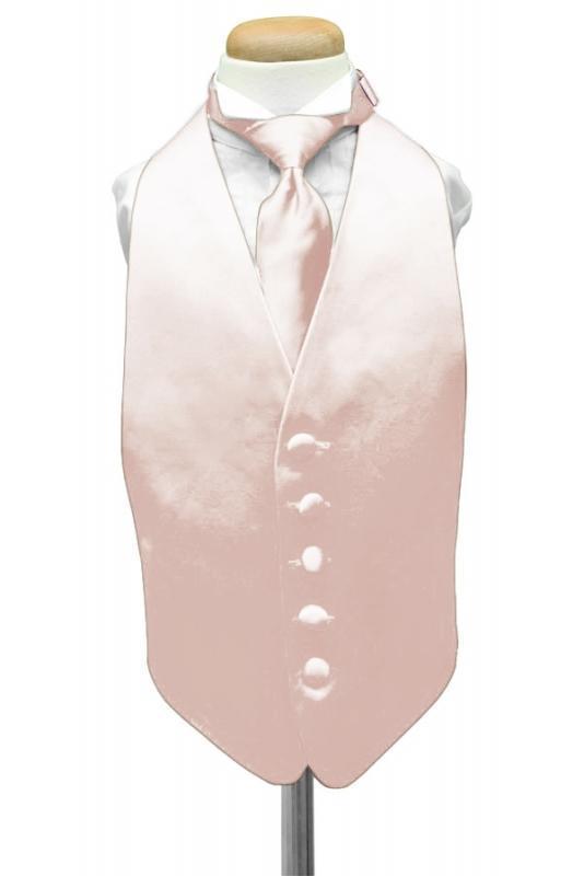 Luxury Satin Kids Tuxedo Vest - Boys Small (3-6) / Blush - 