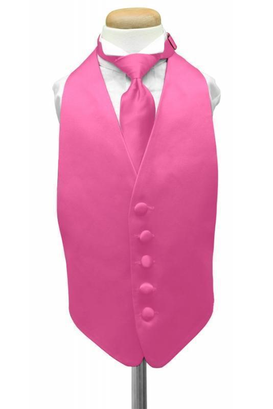 Luxury Satin Kids Tuxedo Vest - Boys Small (3-6) / Bubblegum