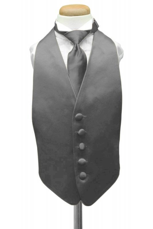 Luxury Satin Kids Tuxedo Vest - Boys Small (3-6) / Charcoal 