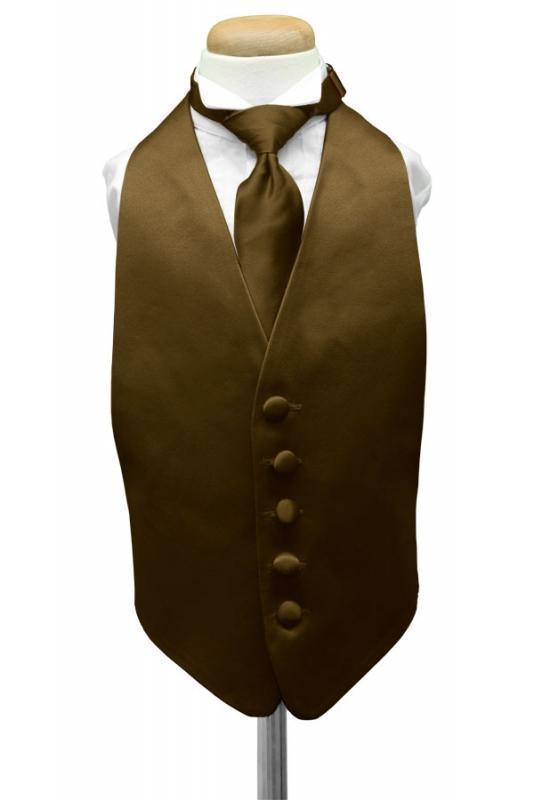 Luxury Satin Kids Tuxedo Vest - Boys Small (3-6) / Chocolate