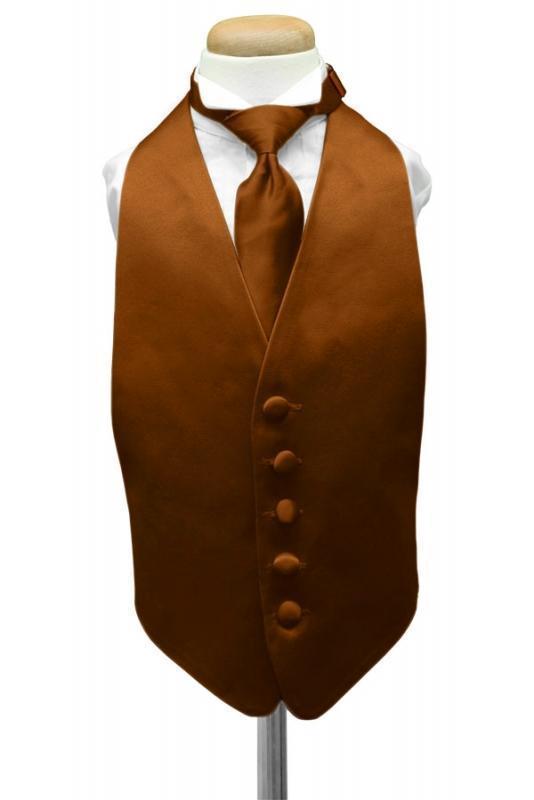 Luxury Satin Kids Tuxedo Vest - Boys Small (3-6) / Cognac - 