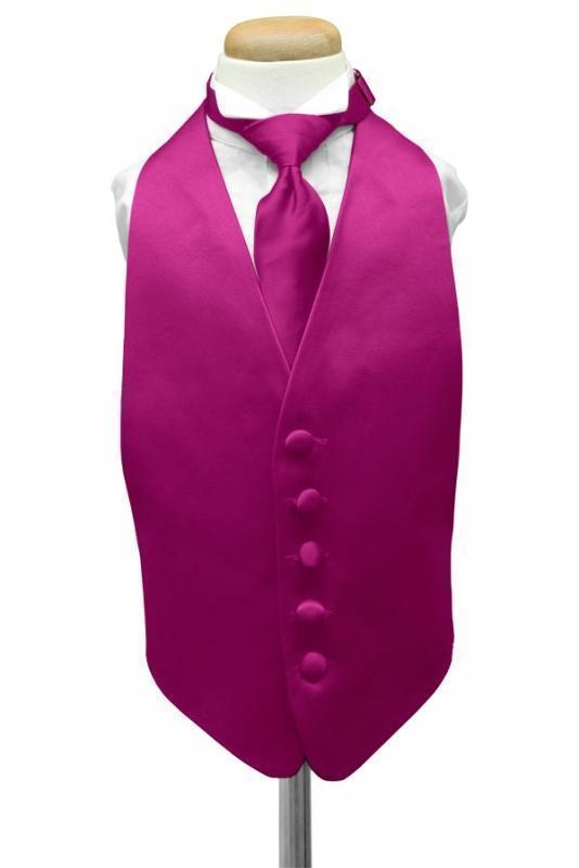 Luxury Satin Kids Tuxedo Vest - Boys Small (3-6) / Fuchsia -