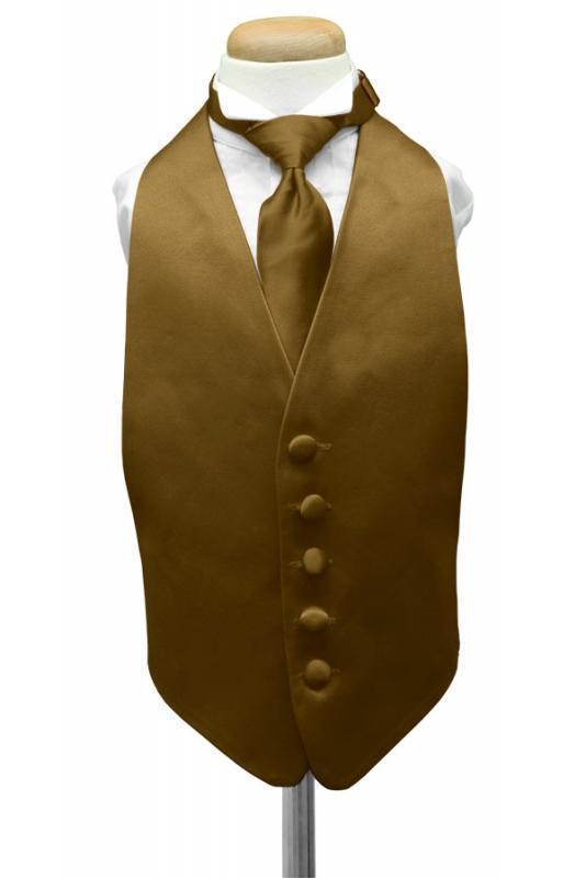 Luxury Satin Kids Tuxedo Vest - Boys Small (3-6) / Gold - 